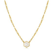 Load image into Gallery viewer, Ania Haie Yellow Gold Figaro Compass Mother of Pearl Necklace