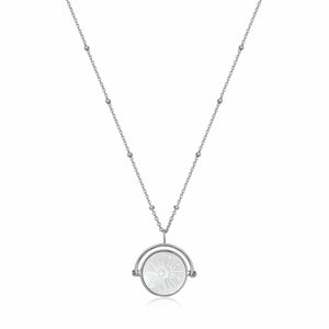 Ania Haie Rhodium Plated Silver Mother of Pearl Sunbeam Necklace