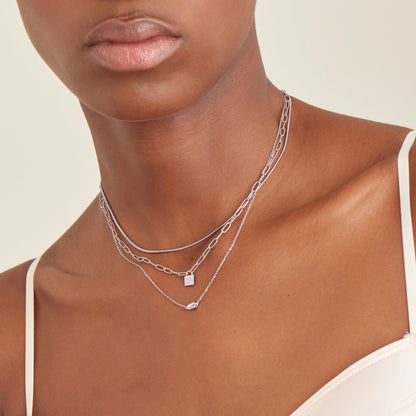 Ania Haie Rhodium Plated Silver Snake Chain Necklace