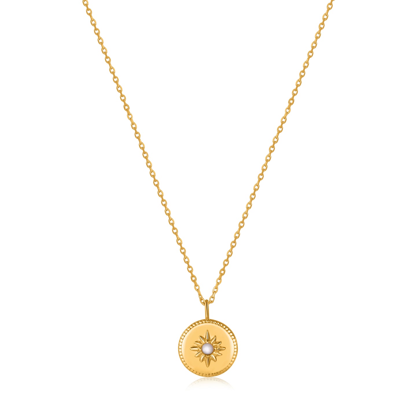 Ania Haie Yellow Gold Mother of Pearl Sun Necklace