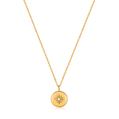 Ania Haie Yellow Gold Mother of Pearl Sun Necklace