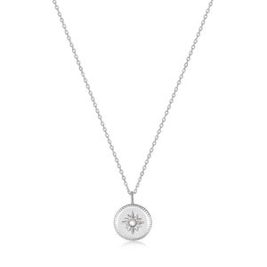 Ania Haie Rhodium Plated Silver Mother of Pearl Sun Necklace