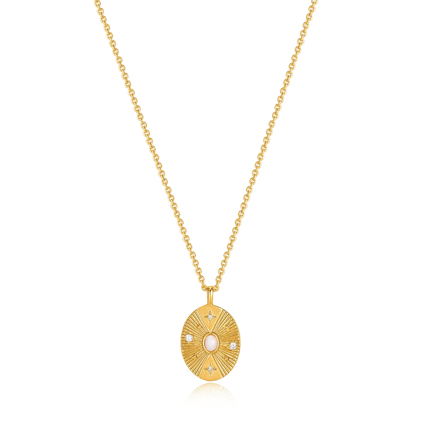 Ania Haie Yellow Gold Kyoto Pearl & CZ Oval Disc Necklace