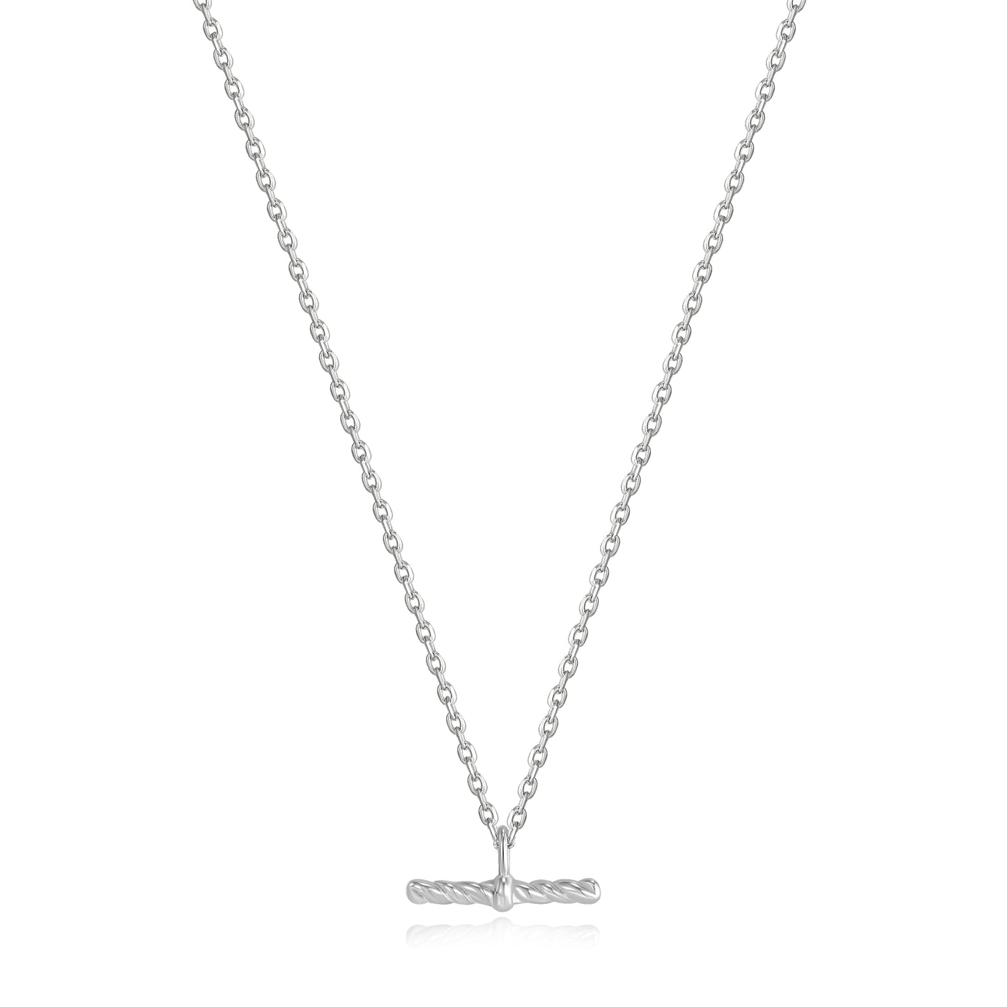 Ania Haie Rhodium Plated Silver Rope T-Bar Necklace