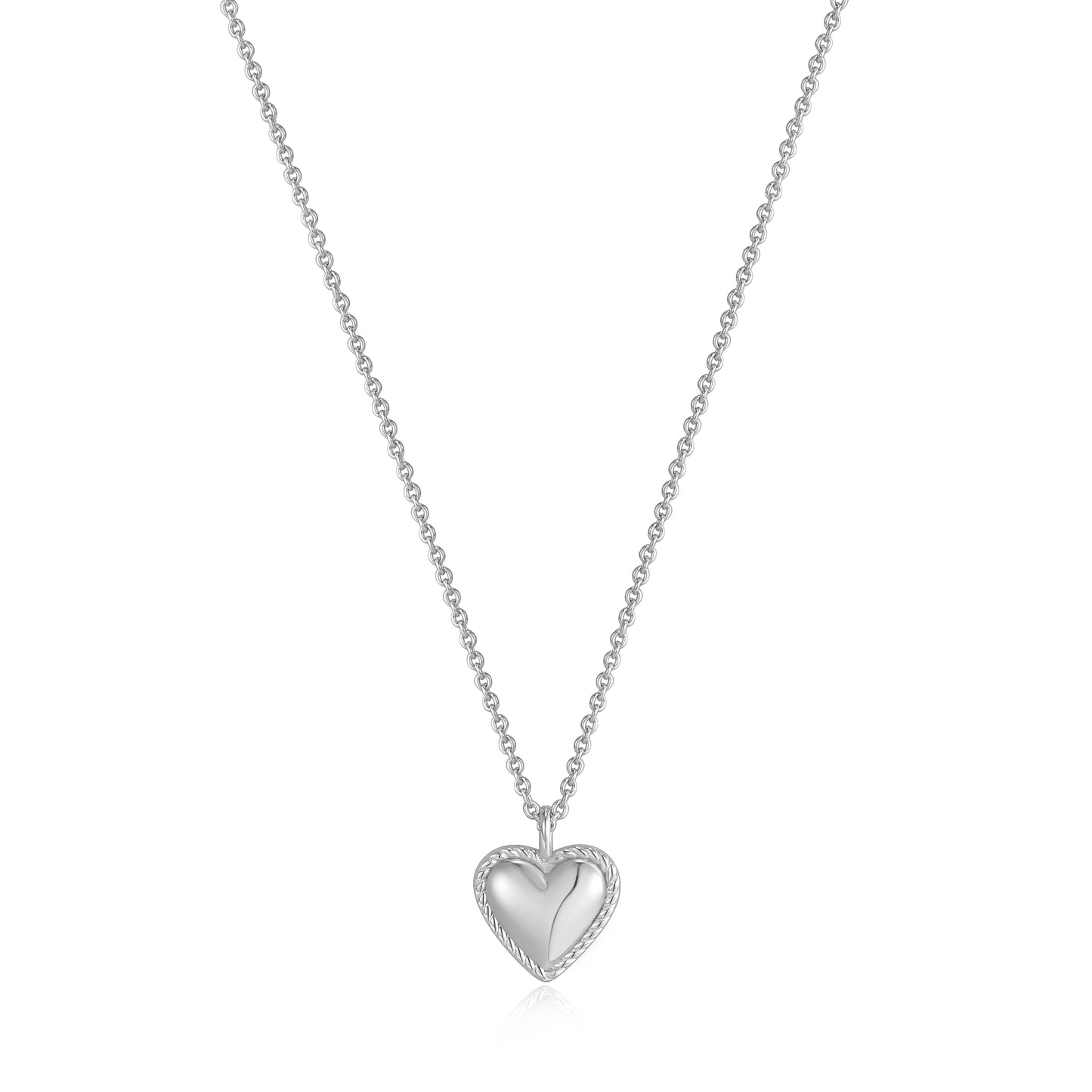 Ania Haie Rhodium Plated Silver Rope Heart Necklace