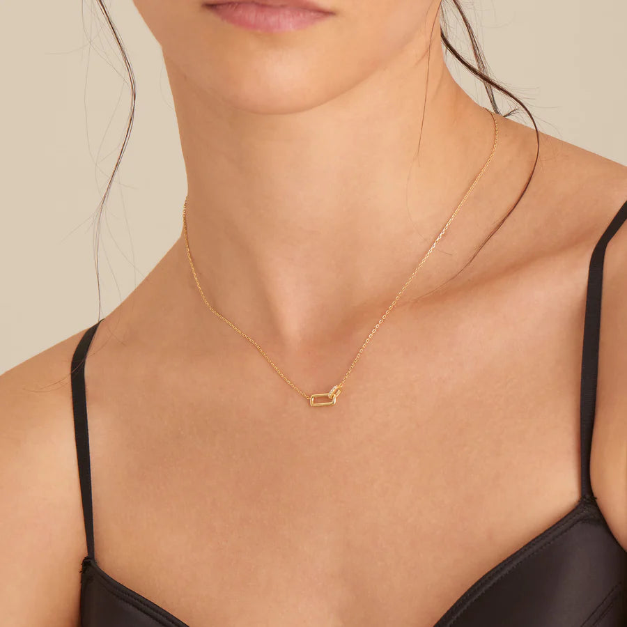 Ania Haie Yellow Gold Glam Interlocked Pendant CZ Necklace