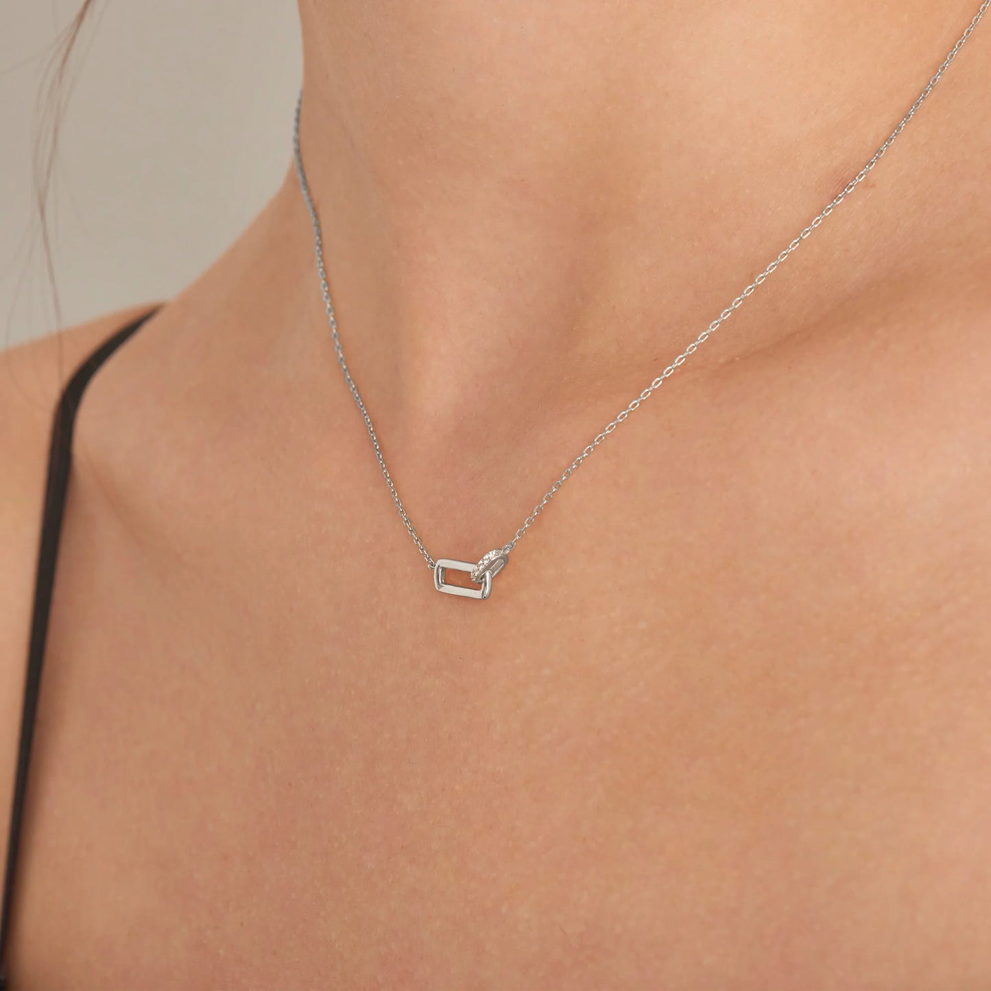 Ania Haie Rhodium Plated Silver Glam Interlocking Necklace