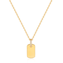 Load image into Gallery viewer, Ania Haie Yellow Gold Glam Tag CZ Necklace