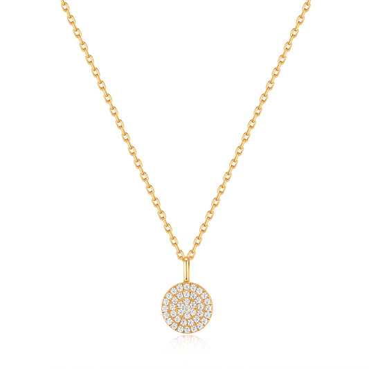 Ania Haie Yellow Gold Glam Disc CZ Necklace