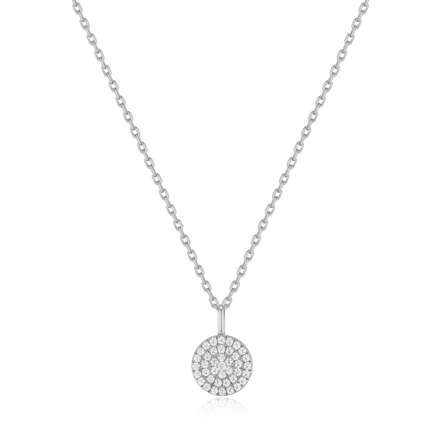 Ania Haie Rhodium Plated Silver Glam Disc CZ Necklace