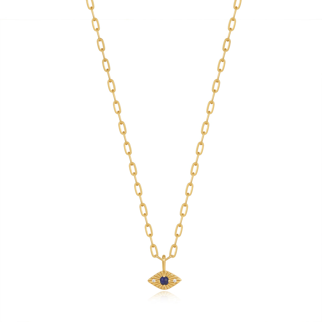 Ania Haie Yellow Gold Lapis & CZ Evil Eye Necklace