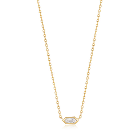 Ania Haie Yellow Gold Sparkle Emblem Necklace