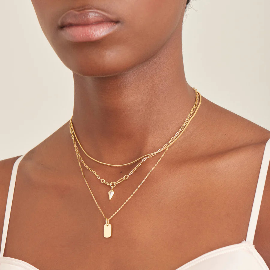 Ania Haie Yellow Gold Glam Tag CZ Necklace