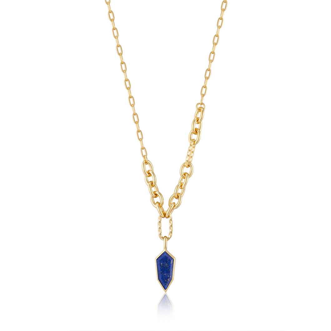 Ania Haie Yellow Gold Lapis Emblem Necklace