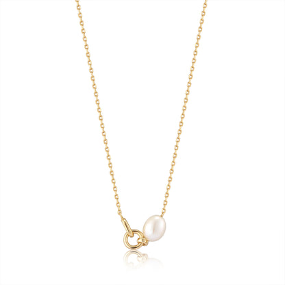 Ania Haie Yellow Gold Link & Pearl Necklace