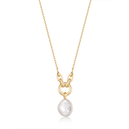 Ania Haie Yellow Gold Pearl Sparkle Necklace