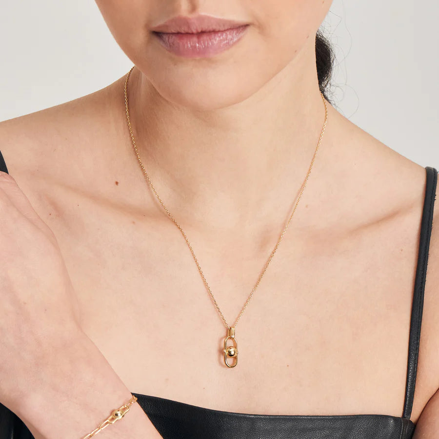 Ania Haie Yellow Gold Orb Link Drop Pendant Necklace