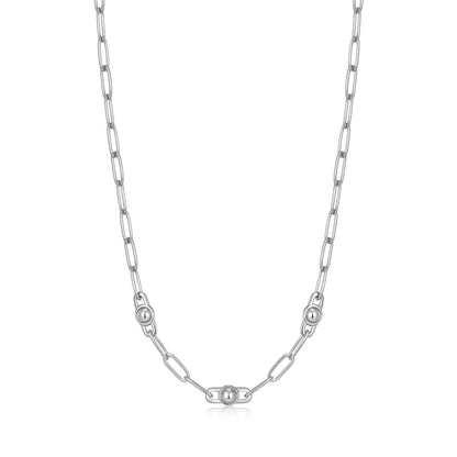 Ania Haie Rhodium Plated Silver Multi Orb Link Chunky Necklace