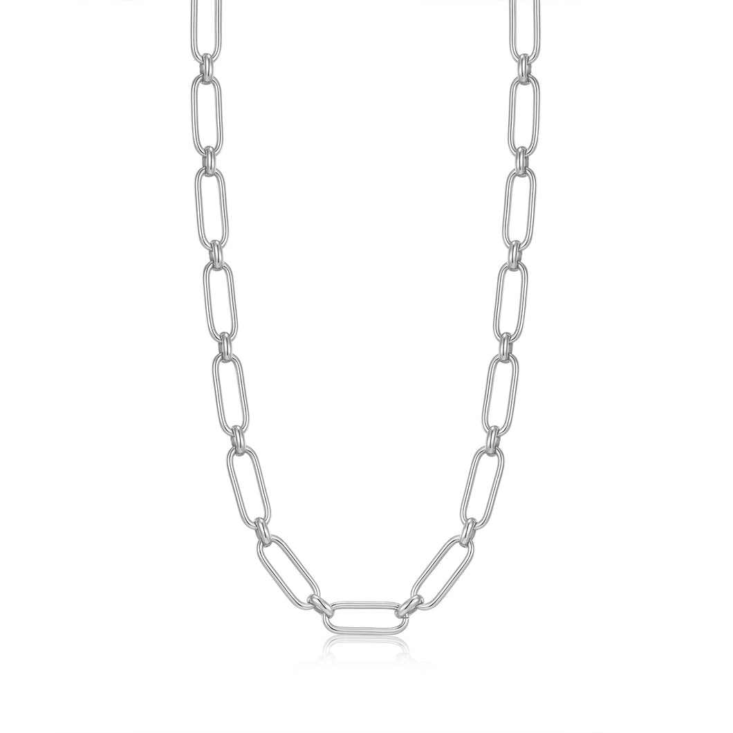 Ania Haie Rhodium Plated Silver Cable Chunky Necklace