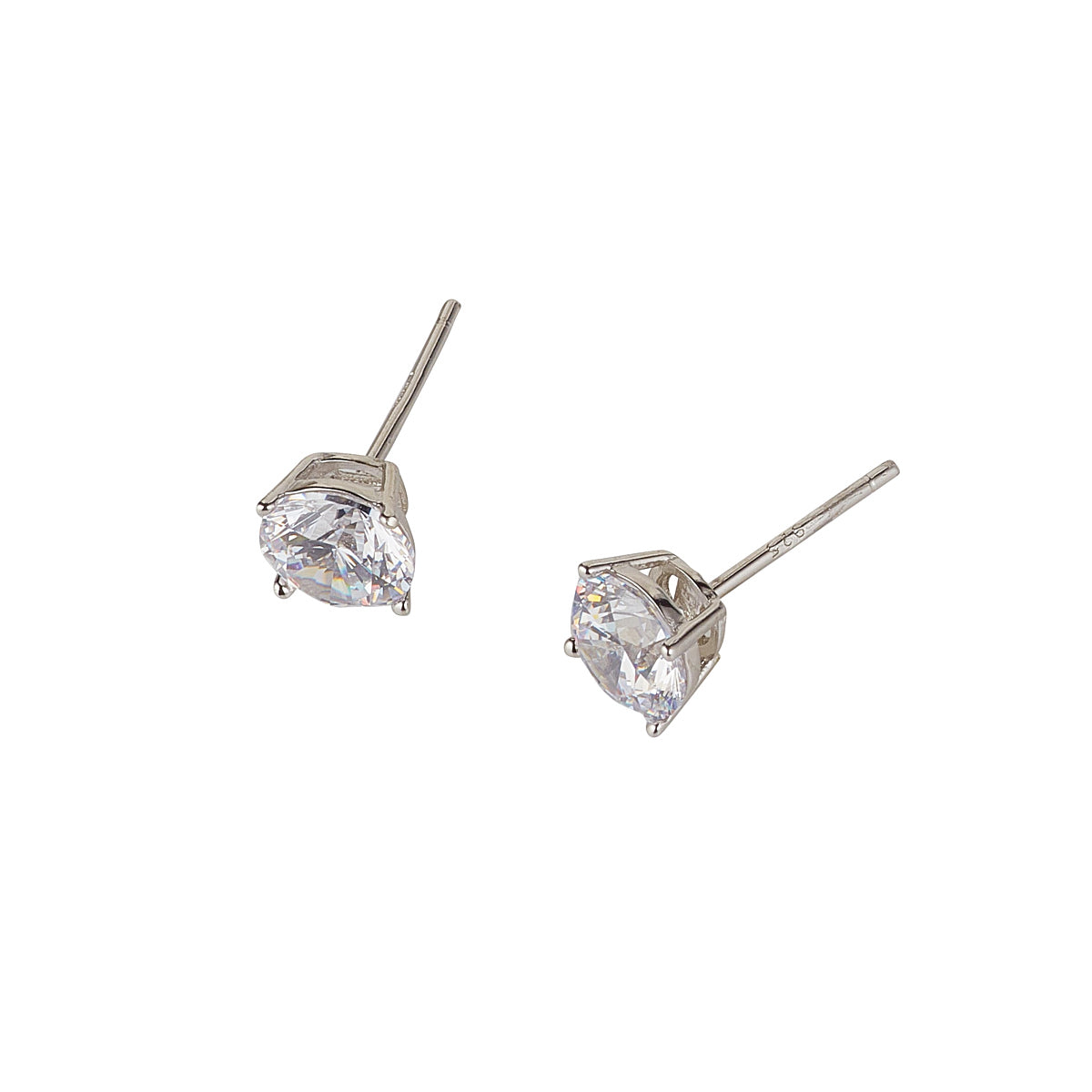 Sterling Silver 6mm Round Solitaire CZ Stud Earrings
