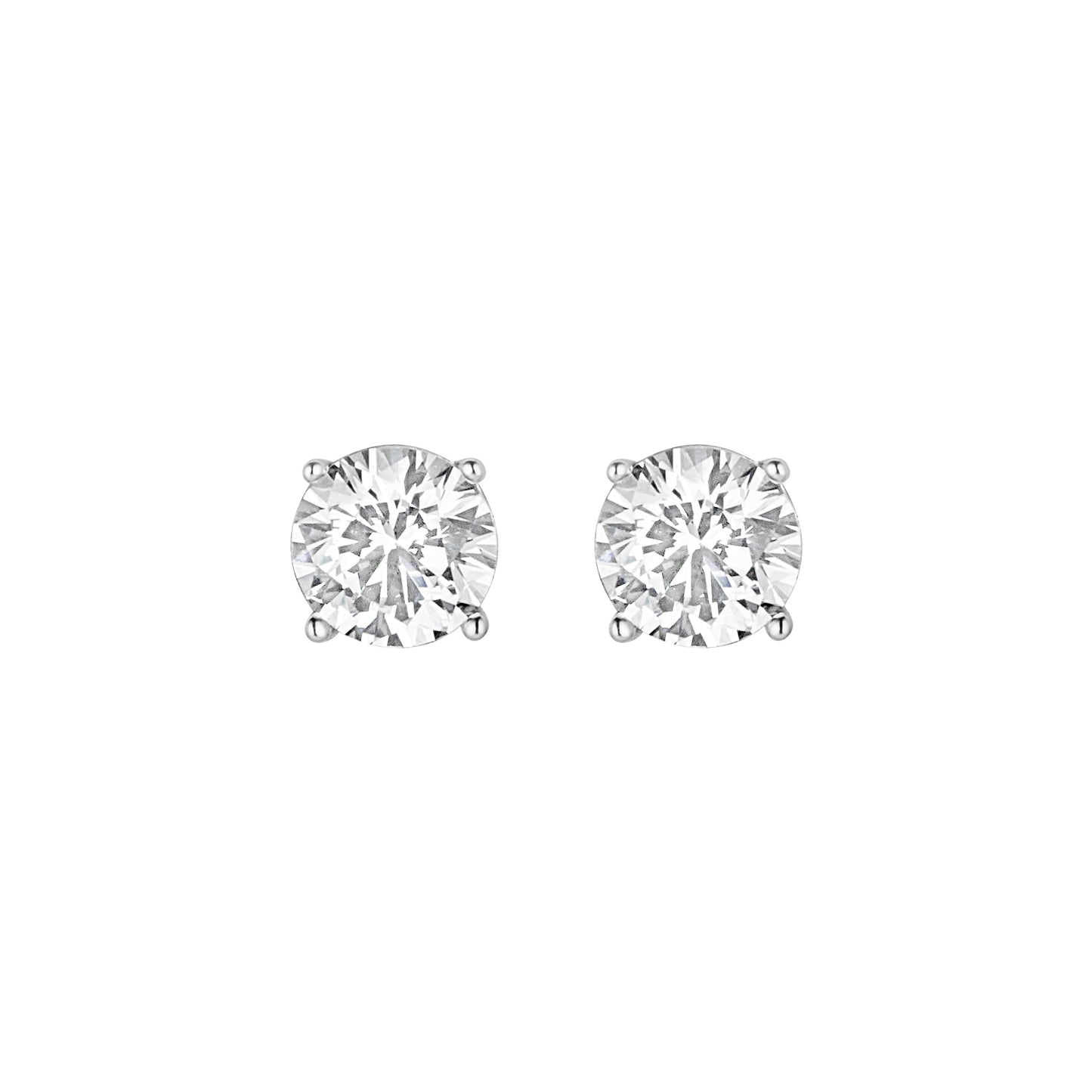 Sterling Silver 4mm Round Solitaire CZ Stud Earrings