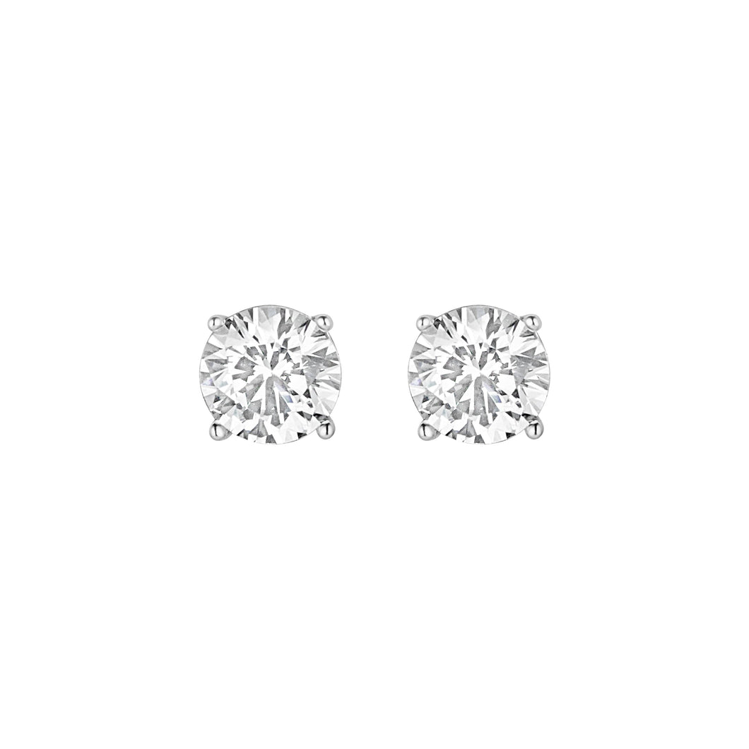 Sterling Silver 4mm Round Solitaire CZ Stud Earrings