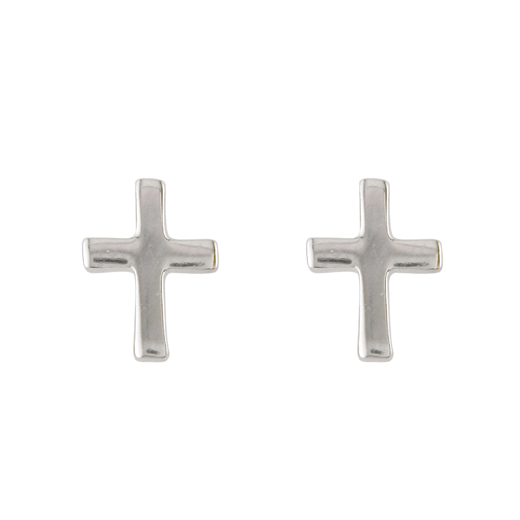 Sterling Silver 5mm Delicate Cross Earrings