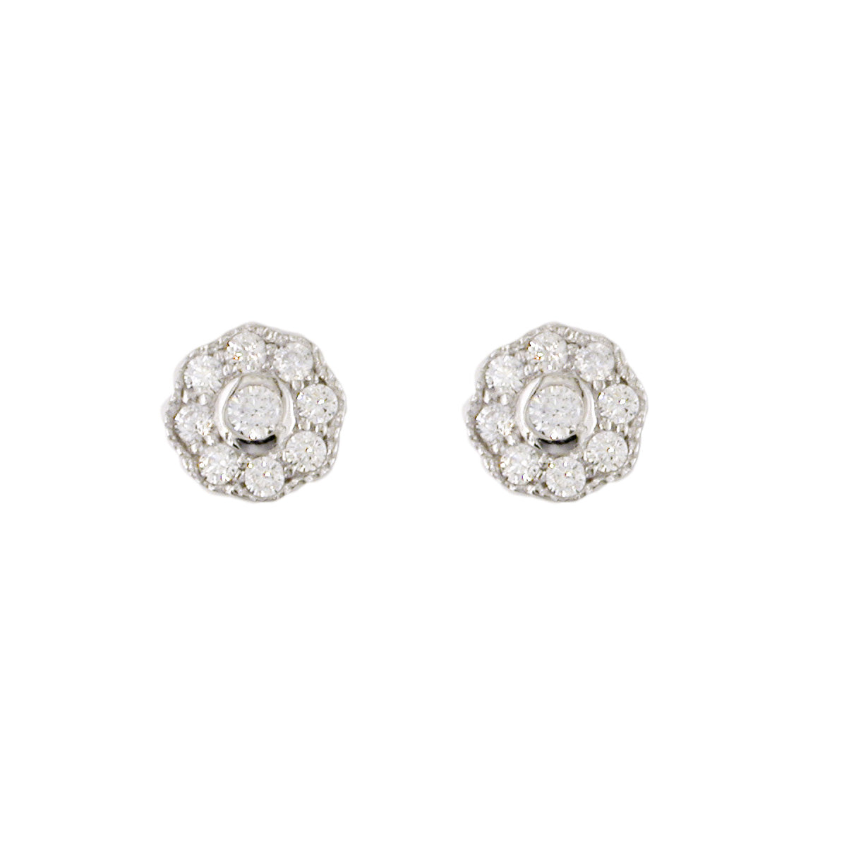 Sterling Silver CZ Flower Cluster Stud Earrings
