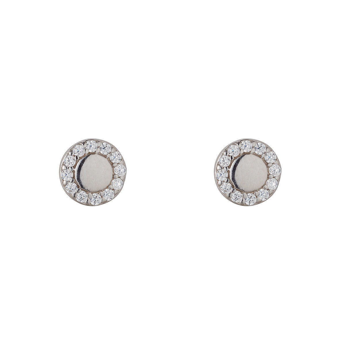 Sterling Silver Halo & Buttoned Stud Earrings