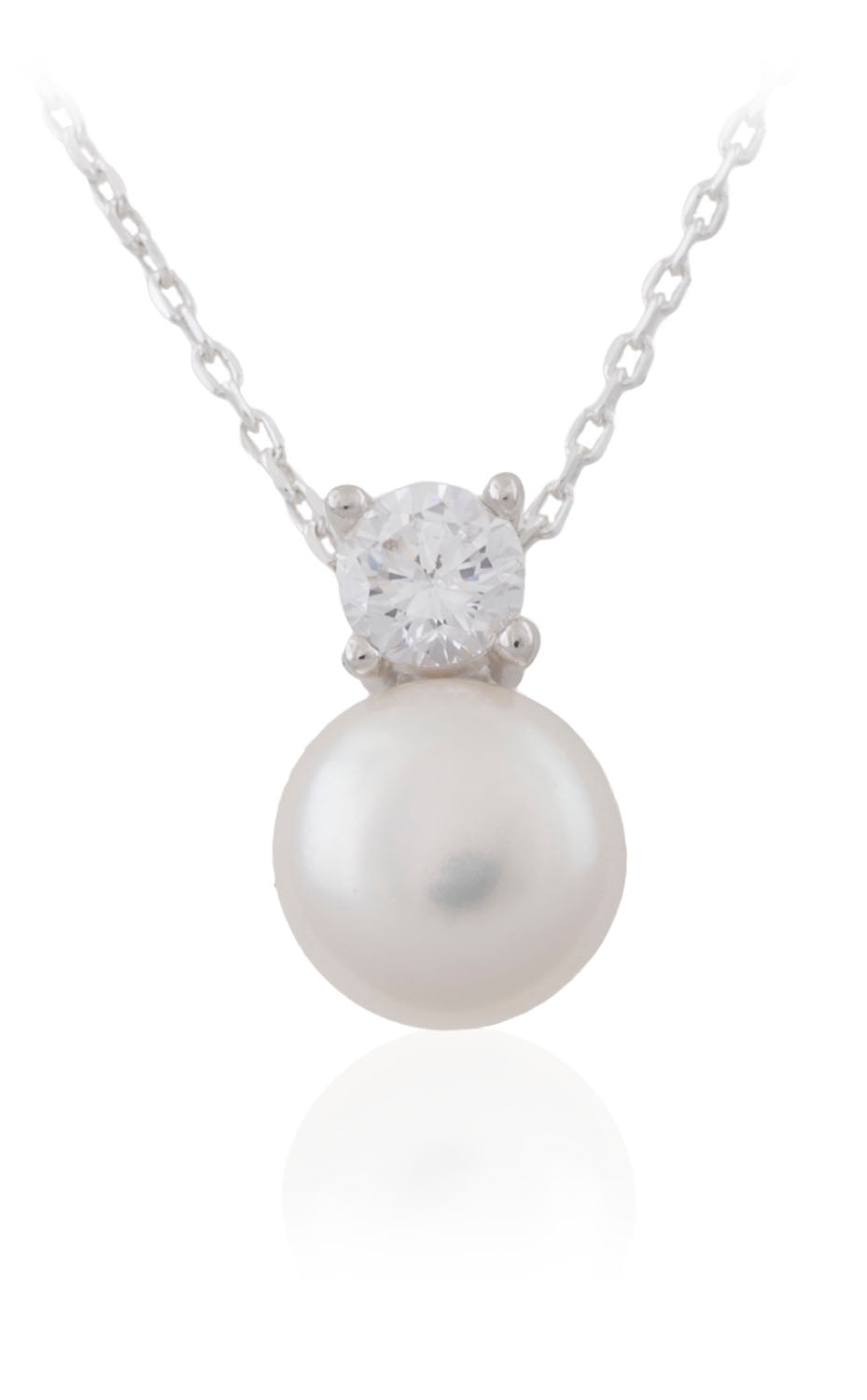 Sterling Silver Pearl & CZ Necklace