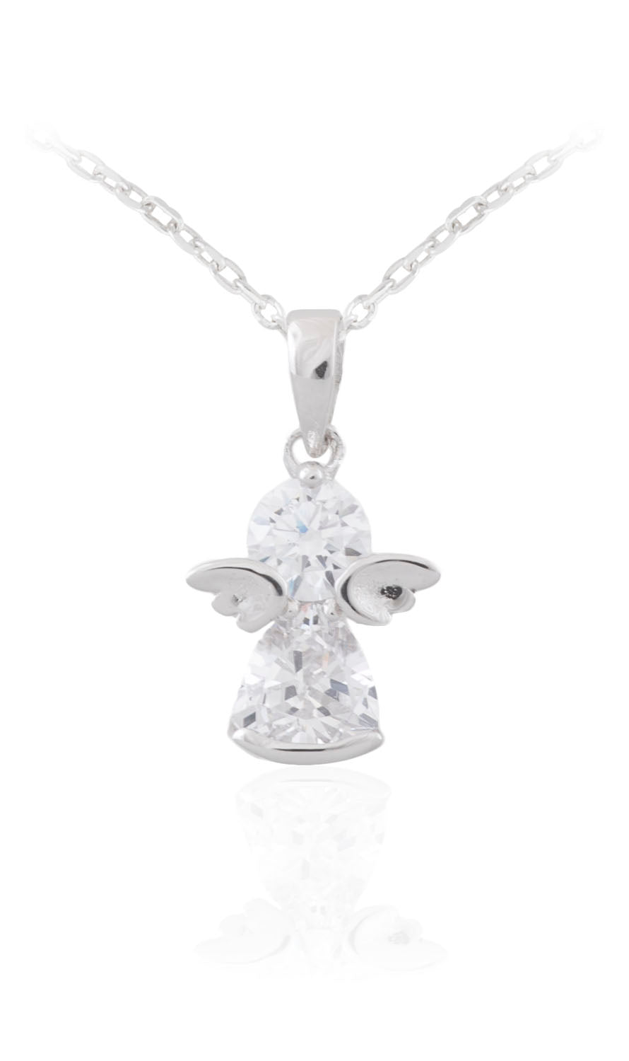 Sterling Silver Angel CZ Pendant Necklace