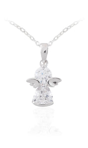Sterling Silver 18" Angel CZ Necklace