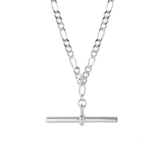 Sterling Silver Timeless Figaro T-Bar Necklace