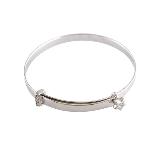 Sterling Silver CZ Star & Expanding Baby Bangle
