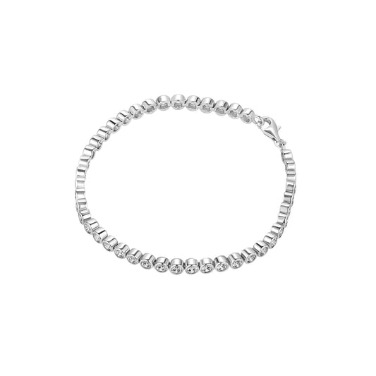 Sterling Silver Rub-Over CZ Line Bracelet