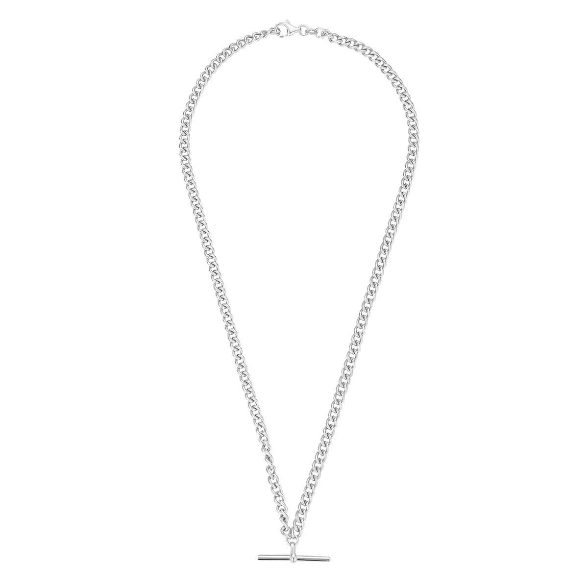 Sterling Silver Contemporary T-Bar Curb Necklace