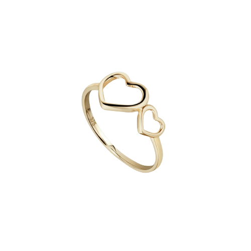 9ct Yellow Gold Double Open Heart Ring
