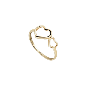 9ct Yellow Gold Double Open Heart Ring