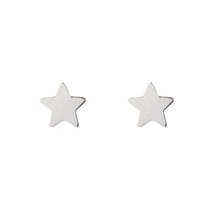 9ct White Flat Star Stud Earrings