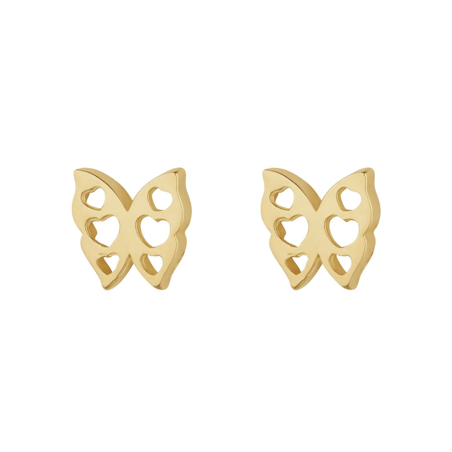 9ct Yellow Gold Filigree Butterfly Heart Stud Earrings