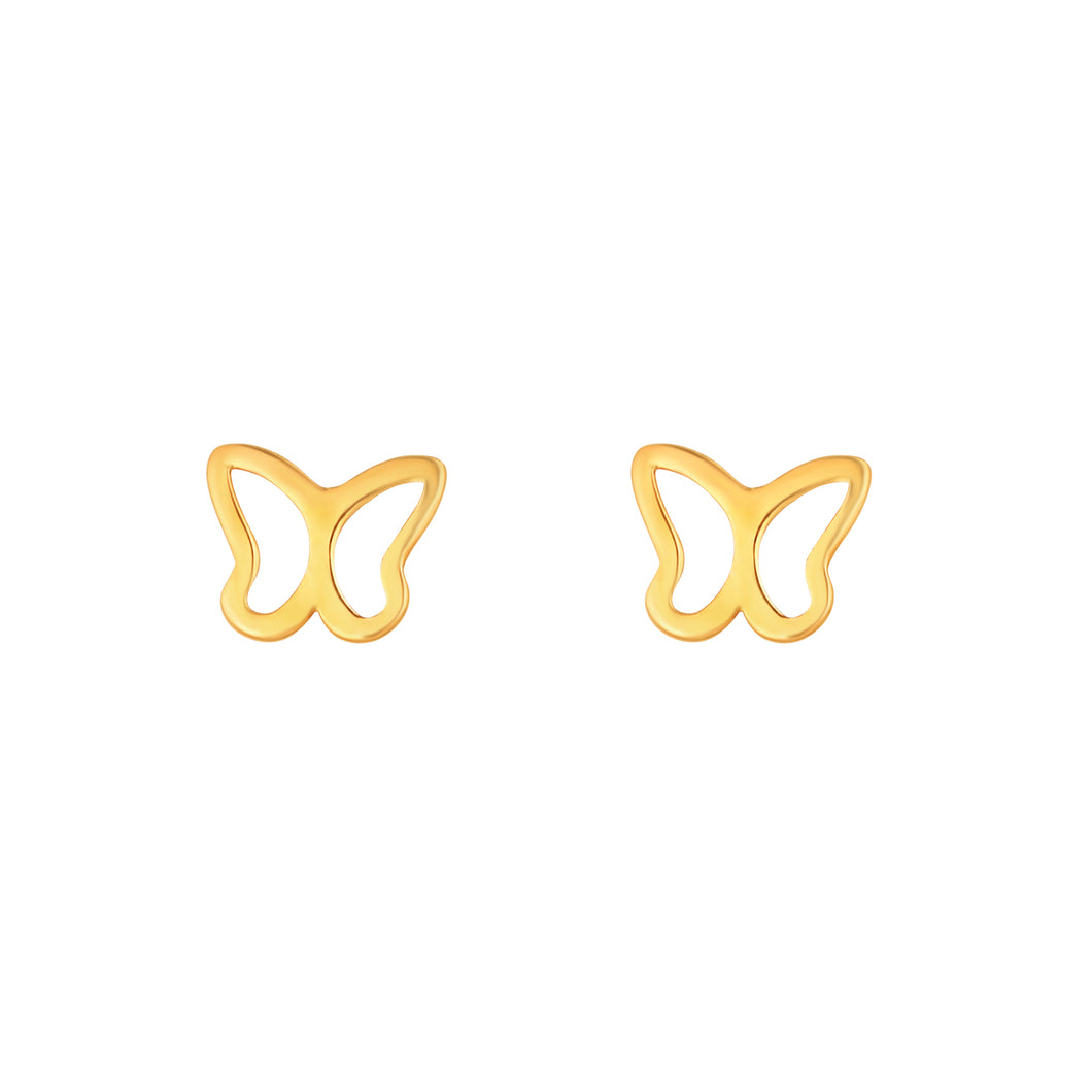 9ct Yellow Gold Open Butterfly Stud Earrings