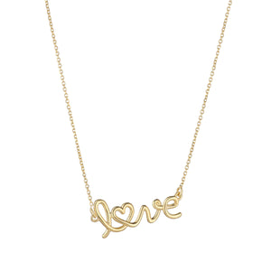 9ct Yellow Gold Script 'Love' Lettered Necklace Media 1 of 1