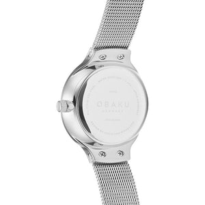 Obaku 29mm VIKKE - STEEL Mother of Pearl Mesh Bracelet Watch back view
