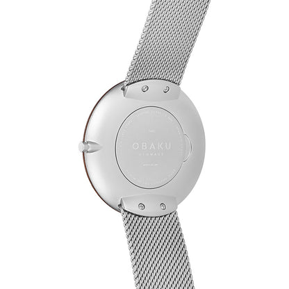 Obaku 40mm TRAE - STEEL Stainless Steel Mesh Bracelet Watch back view