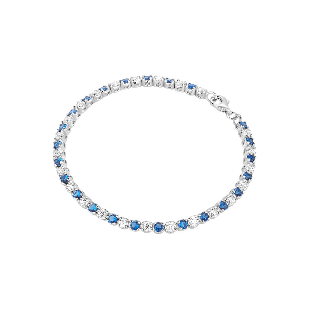 Sterling Silver White & Blue CZ Tennis Bracelet
