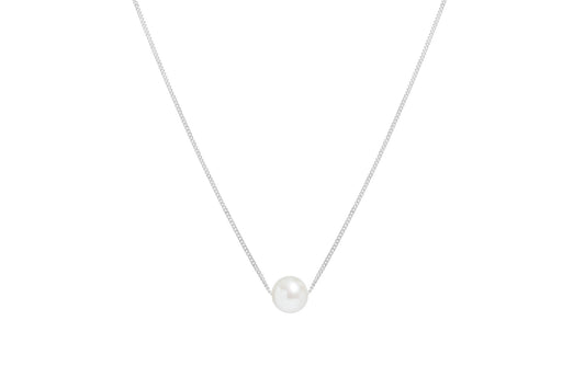 Sterling Silver Round 7mm Culture Pearl Necklace