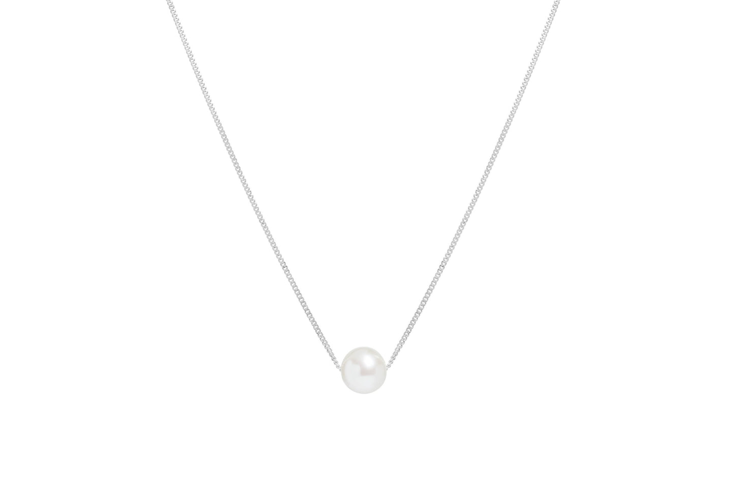 Sterling Silver Round 7mm Culture Pearl Necklace