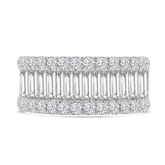 18ct White Gold Three Row Baguette & Brilliant Round Eternity Ring 1.91ct