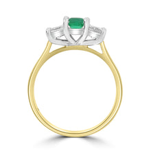 Load image into Gallery viewer, 18ct Yellow Gold Emerald &amp; Diamond Three Stone Ring