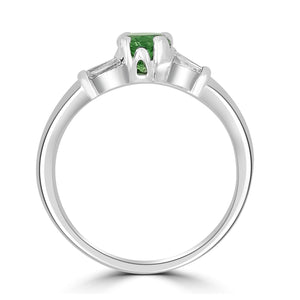 18ct White Gold Green Garnet & Diamond Tapered Ring
